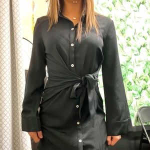 XS Silk Black Button up dress